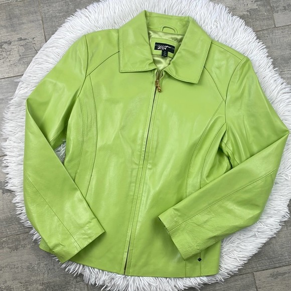 Black Rivet Jackets & Blazers - BLACK RIVET lime green 100% leather jacket. Size medium